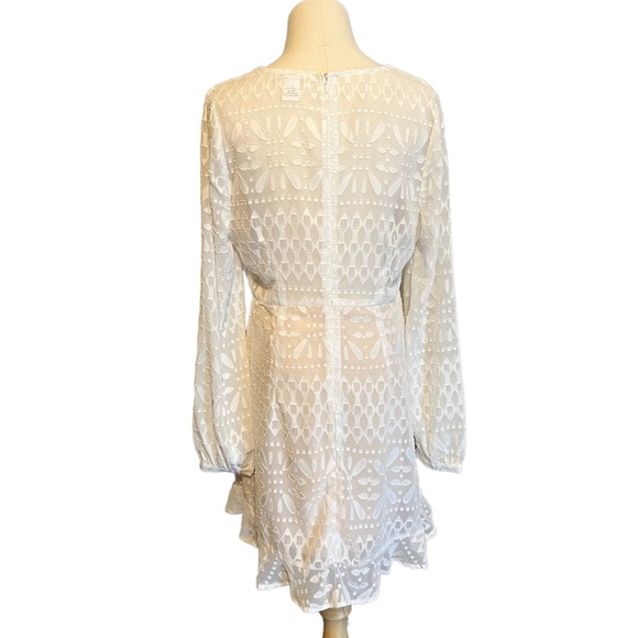 Esley White Raised Bodice Dress with Nude Lining Size Large - Picture 4 of 6